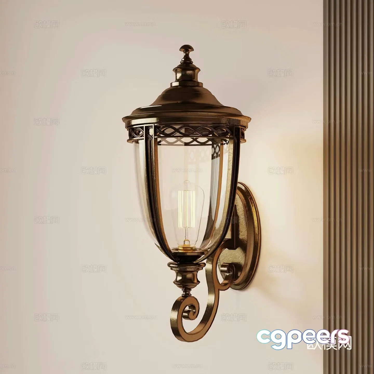 French metal wall lamp 3d model