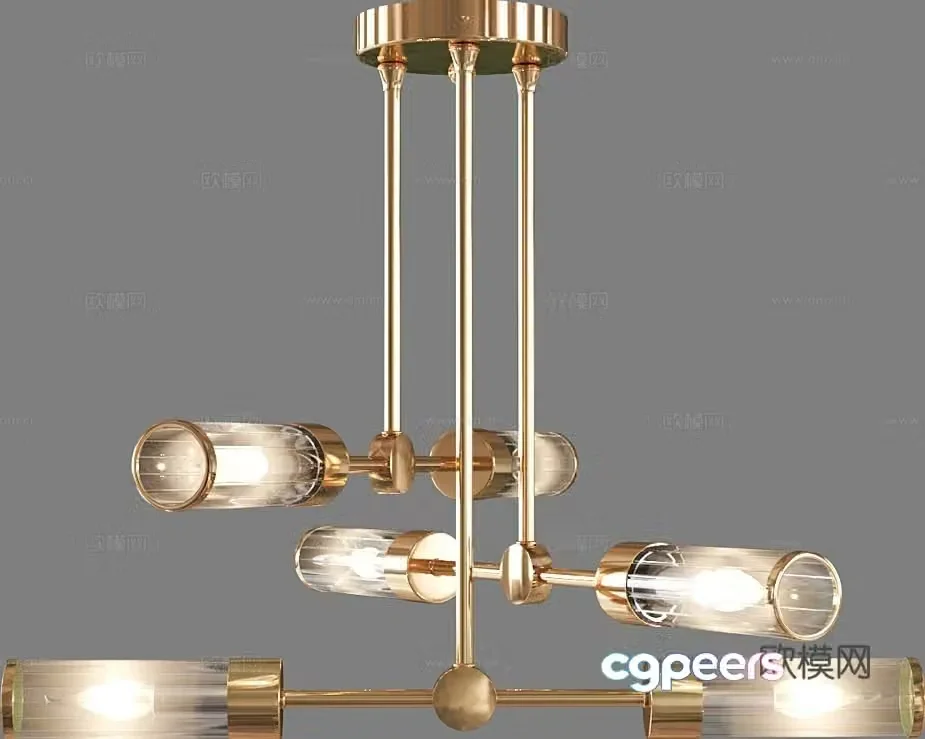 Light luxury chandelier living room chandelier glass chandelier 3d model
