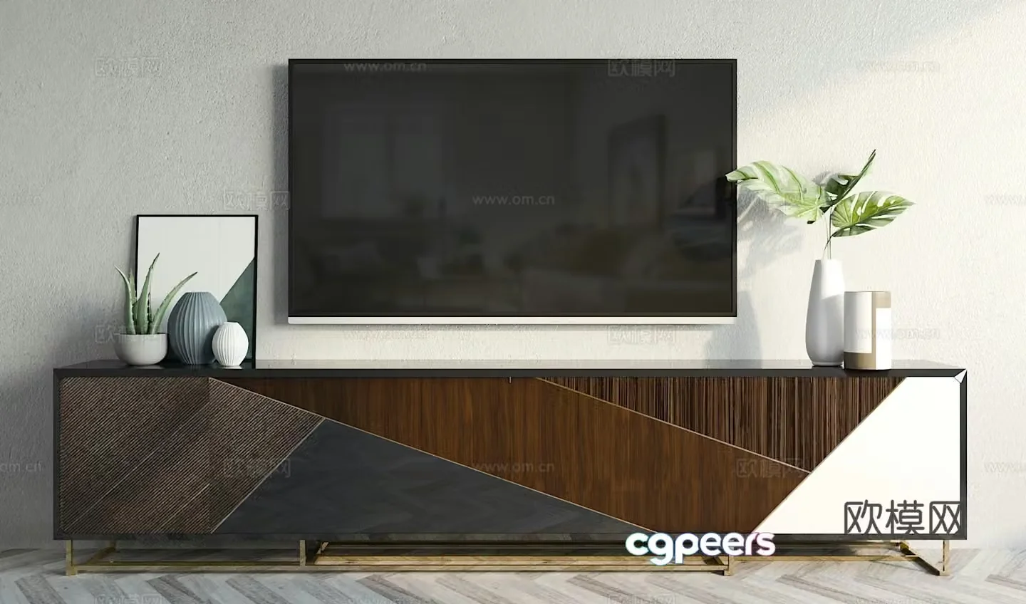 Nordic TV cabinet ornament combination 3D model