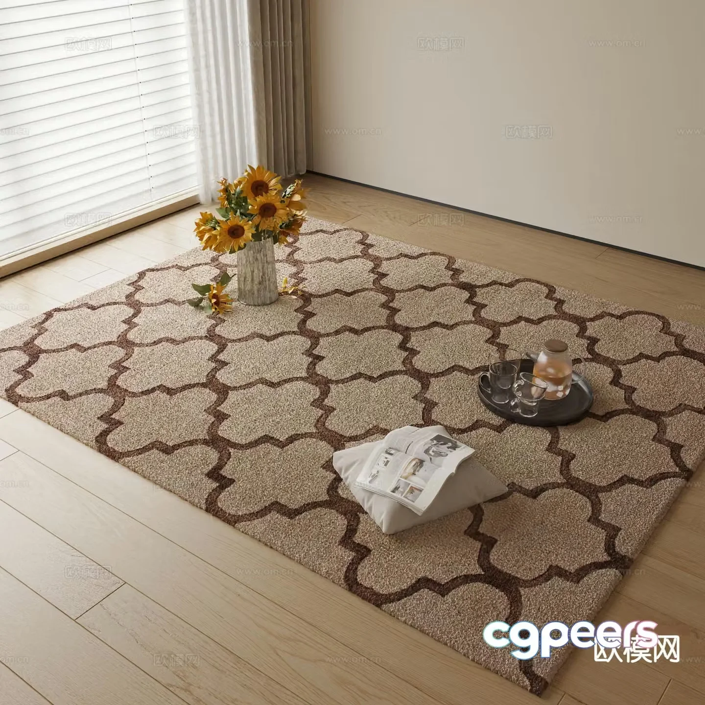 Modern geometric pattern carpet 3d model
