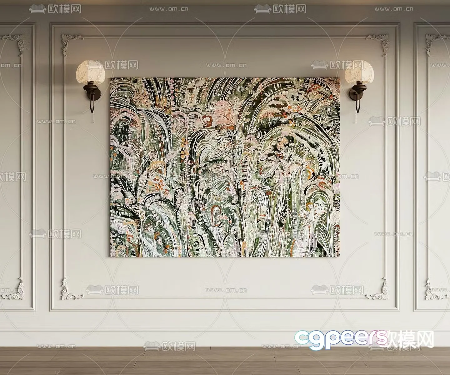 French texture painting hanging painting decorative painting 3d model