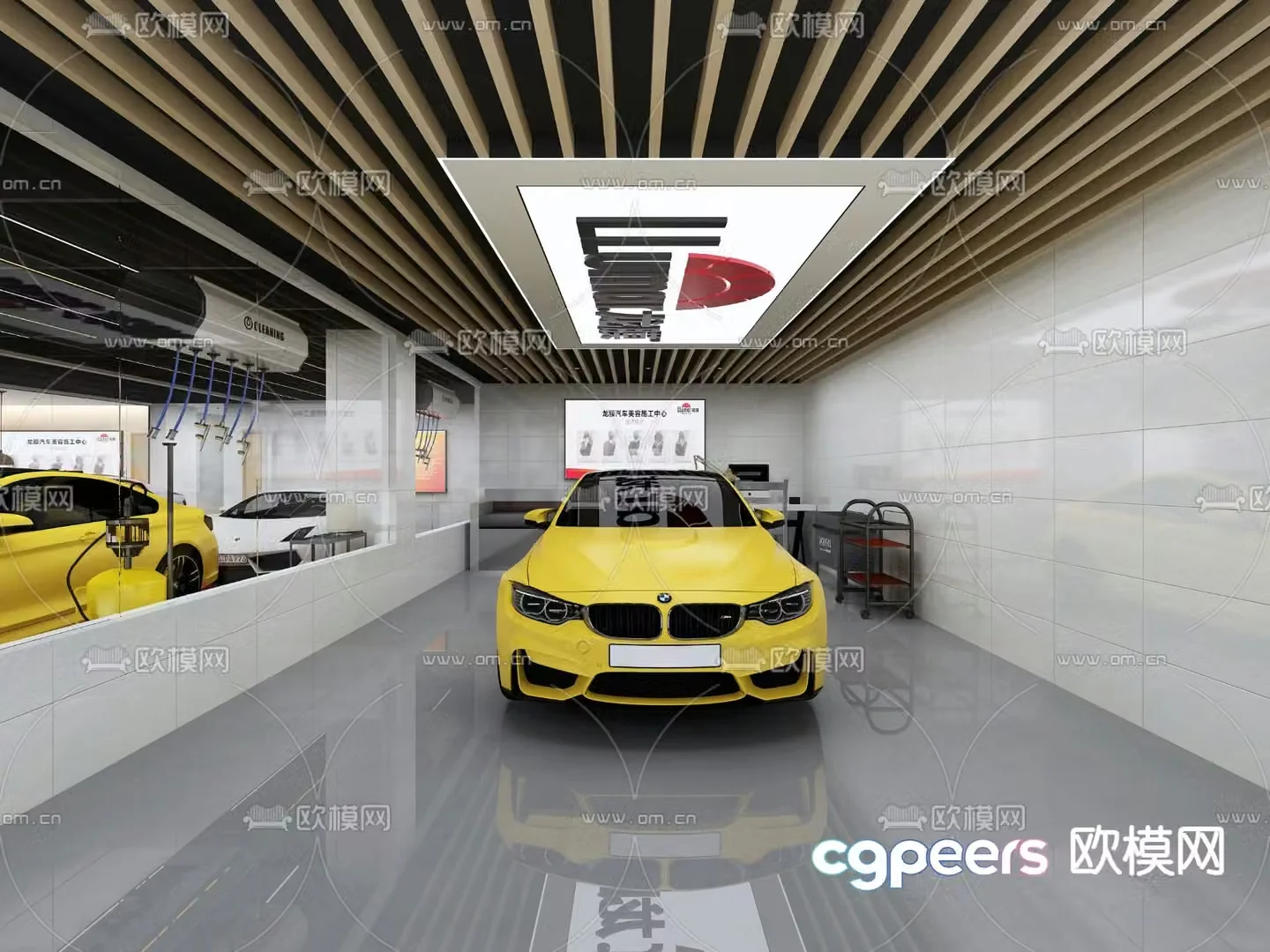 Industrial style auto repair shop 3D model