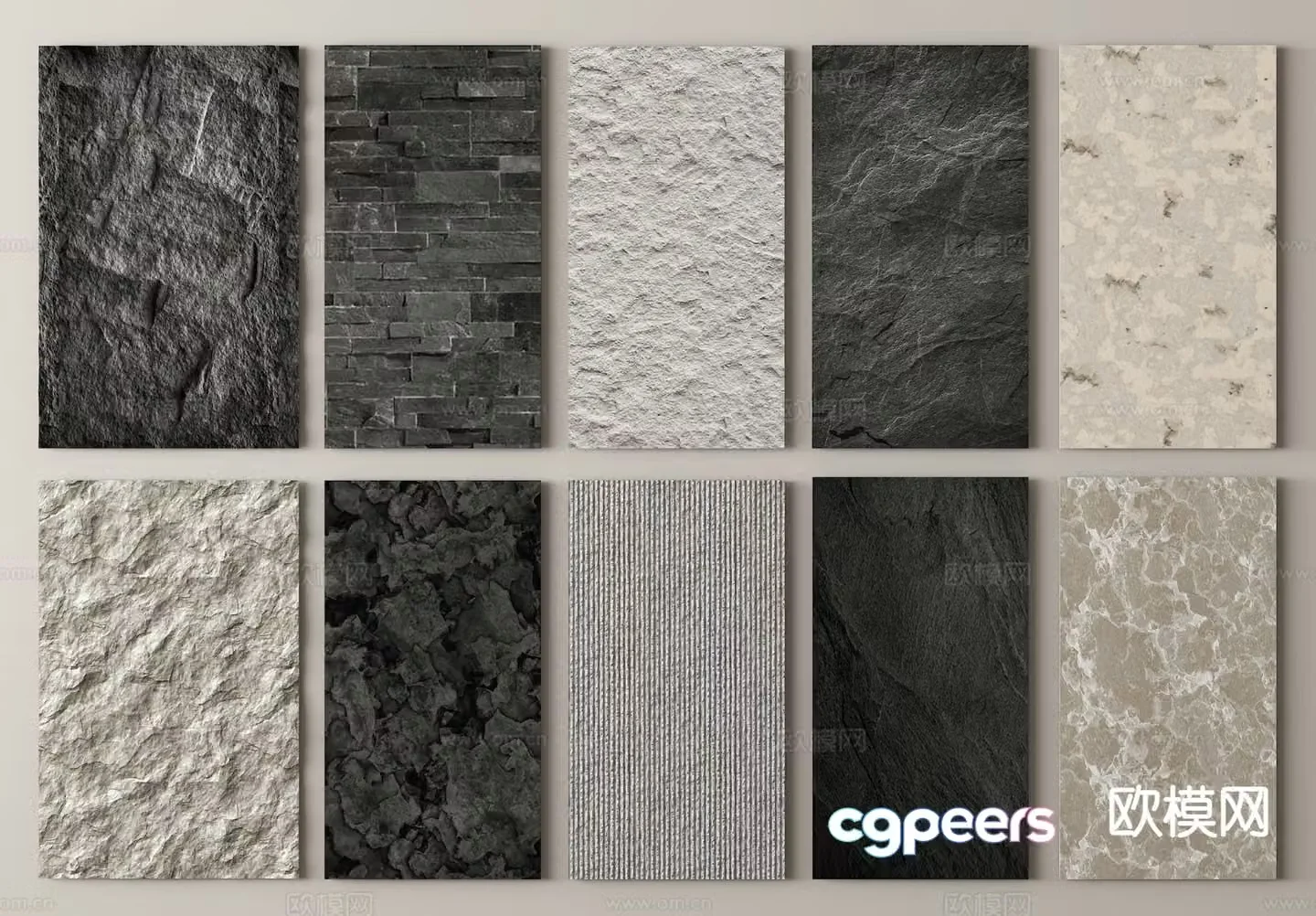 Modern stone wool stone wall 3d model