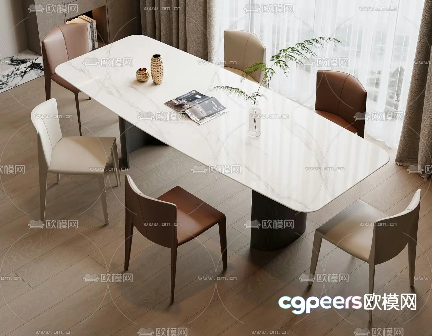 Bar dining table and chairs slate dining table 3d model