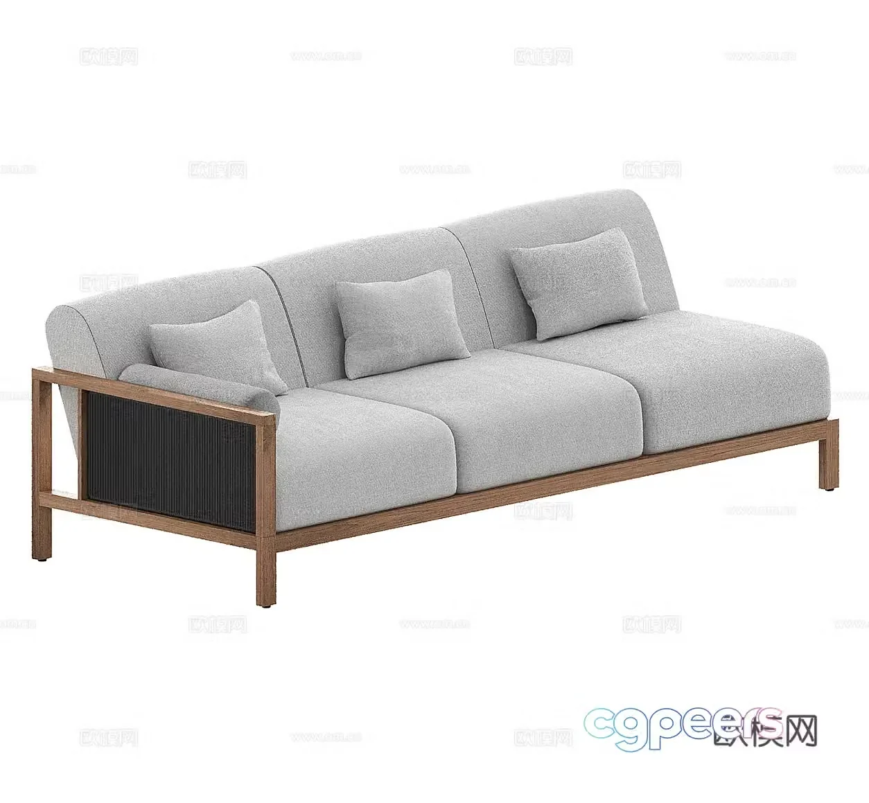 Simple three-person sofa fabric three-person sofa courtyard sofa casual sofa outdoor sofa folk 3D model