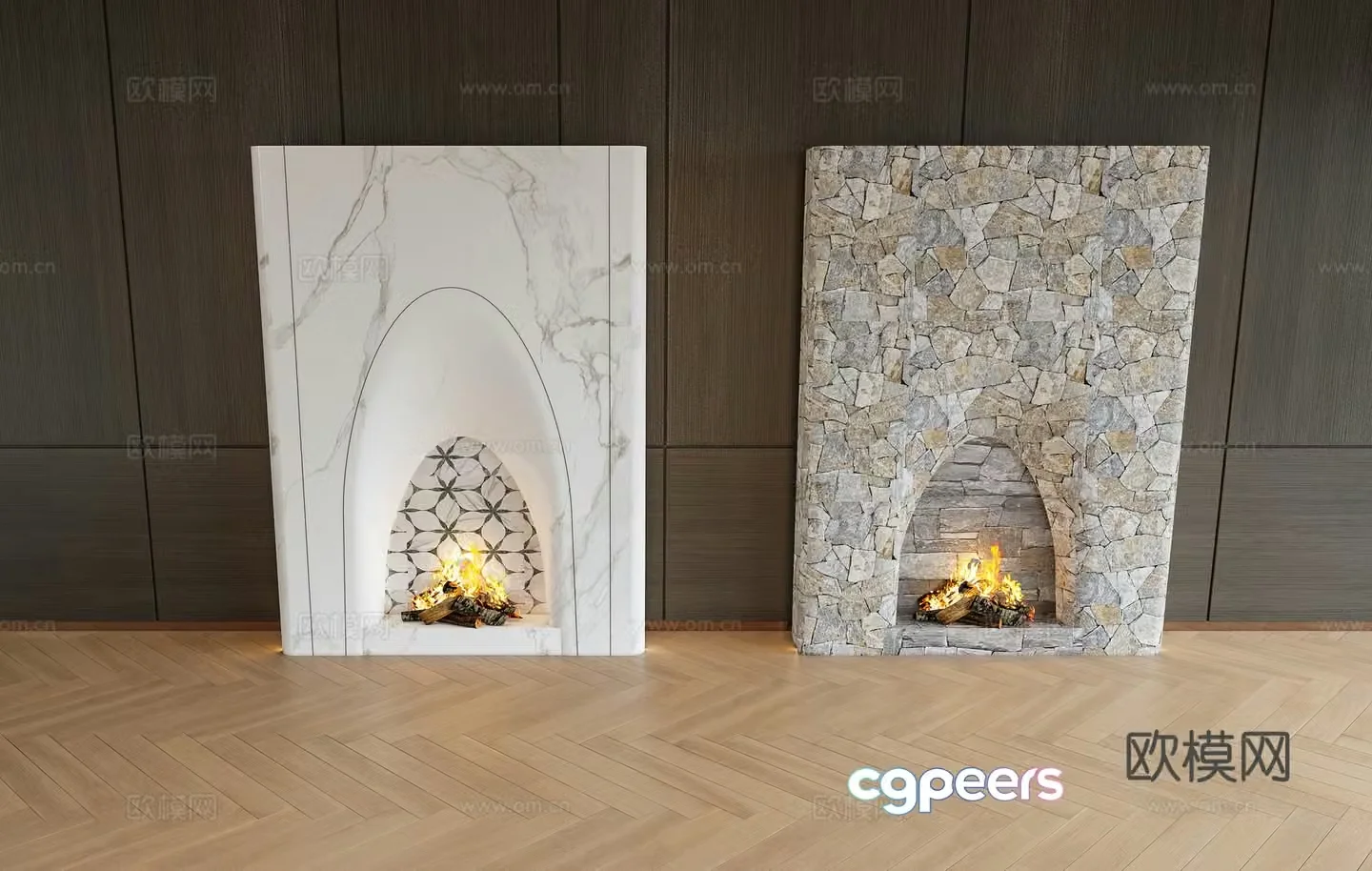 Modern minimalist fireplace 3d model