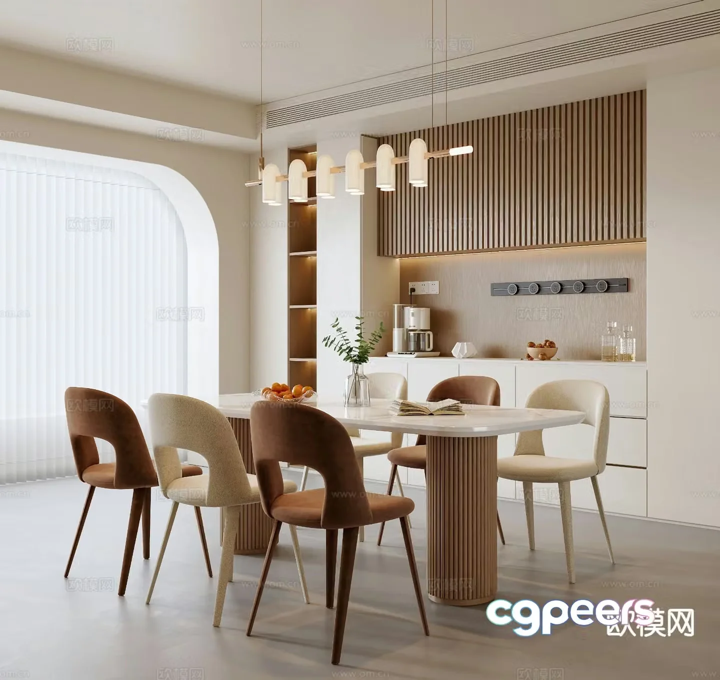 Cream style restaurant 3d model
