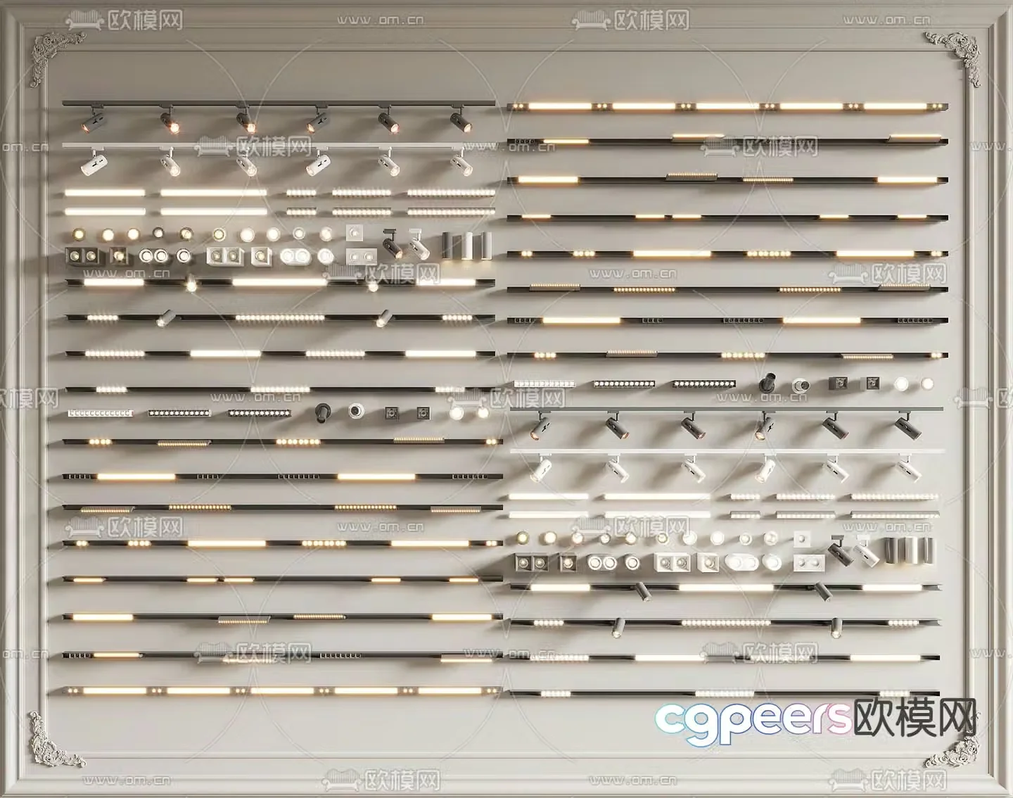 Spot light down light track light surface mounted spotlight grille light 3d model