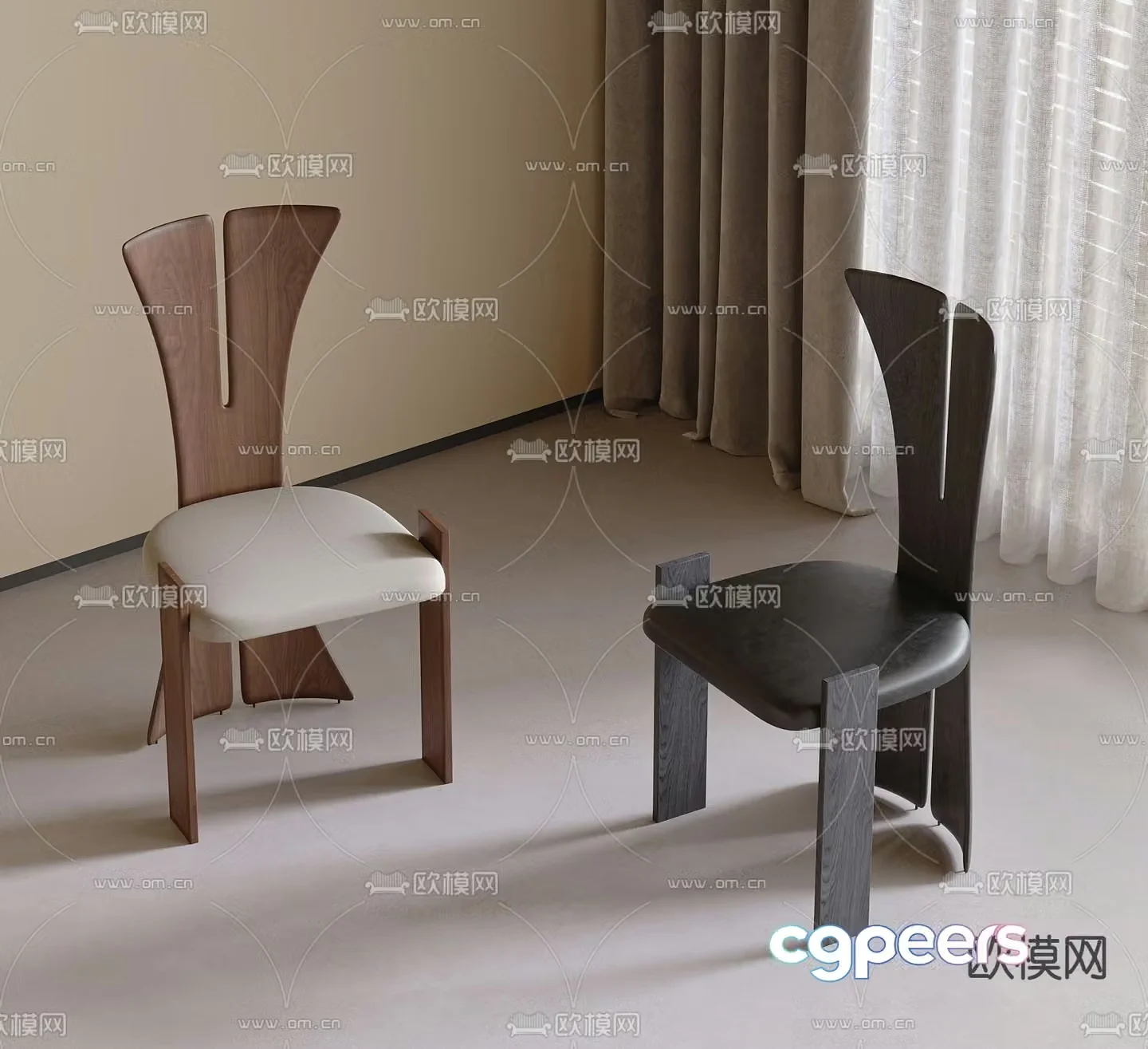 Medieval style chair dining chair 3d model