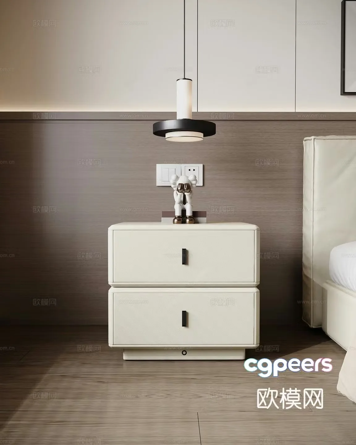 Modern bedside table Bedside table jewelry ornament combination Bedside chandeliers switch panel Bedside back 3D model