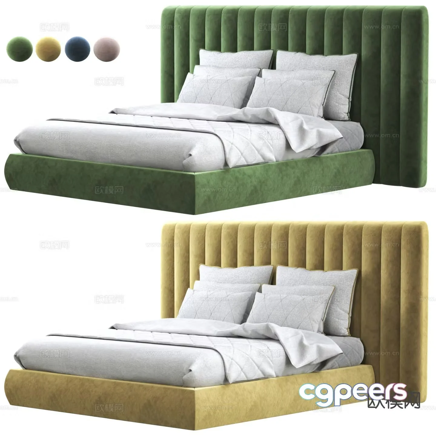 Modern double bed 3d model