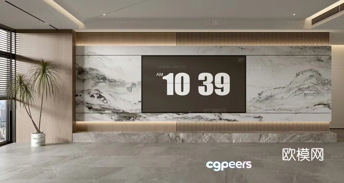 Modern TV background wall 3d model