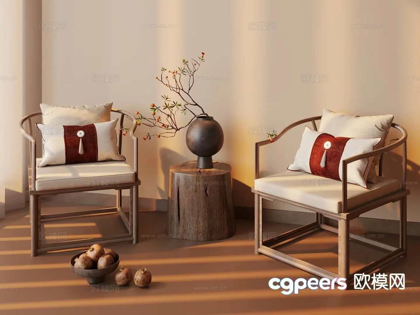 Traditional Chinese Sitting Area 3D Model – 11426 – VRAY Render