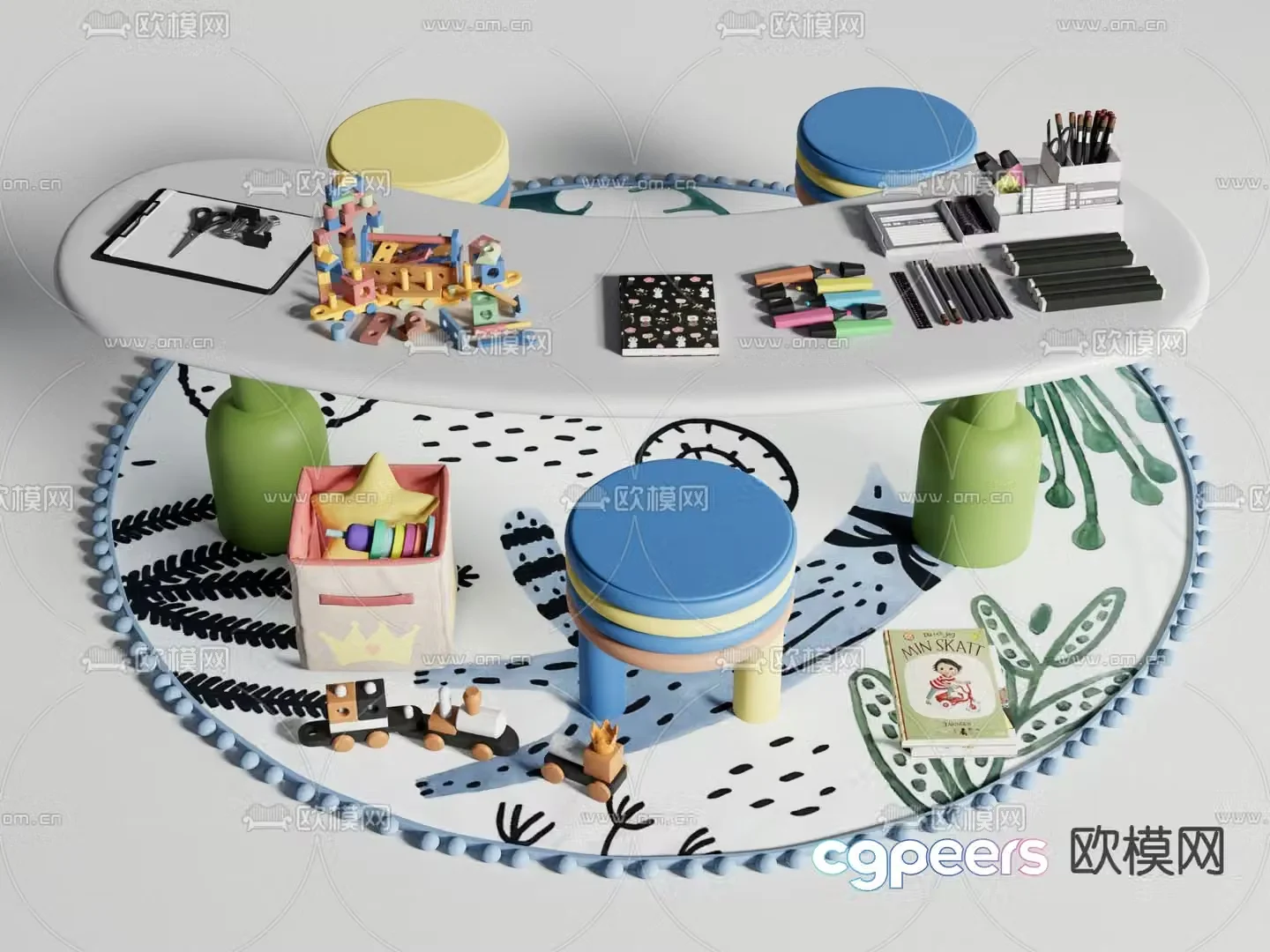 Children’s table and chair game table 3d model