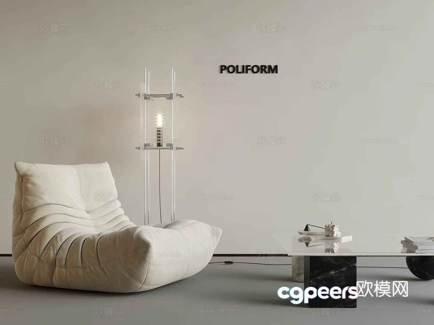 Modern lazy sofa casual sofa floor lamp 3d model