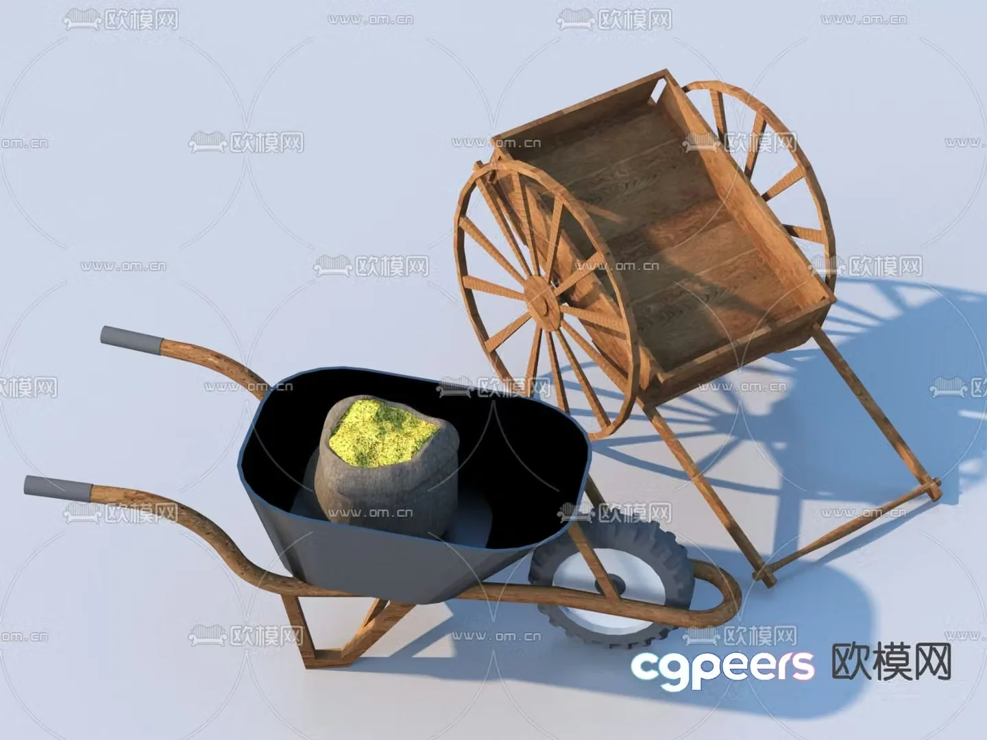 Farming sketches farm tools wheelbarrow 3D model