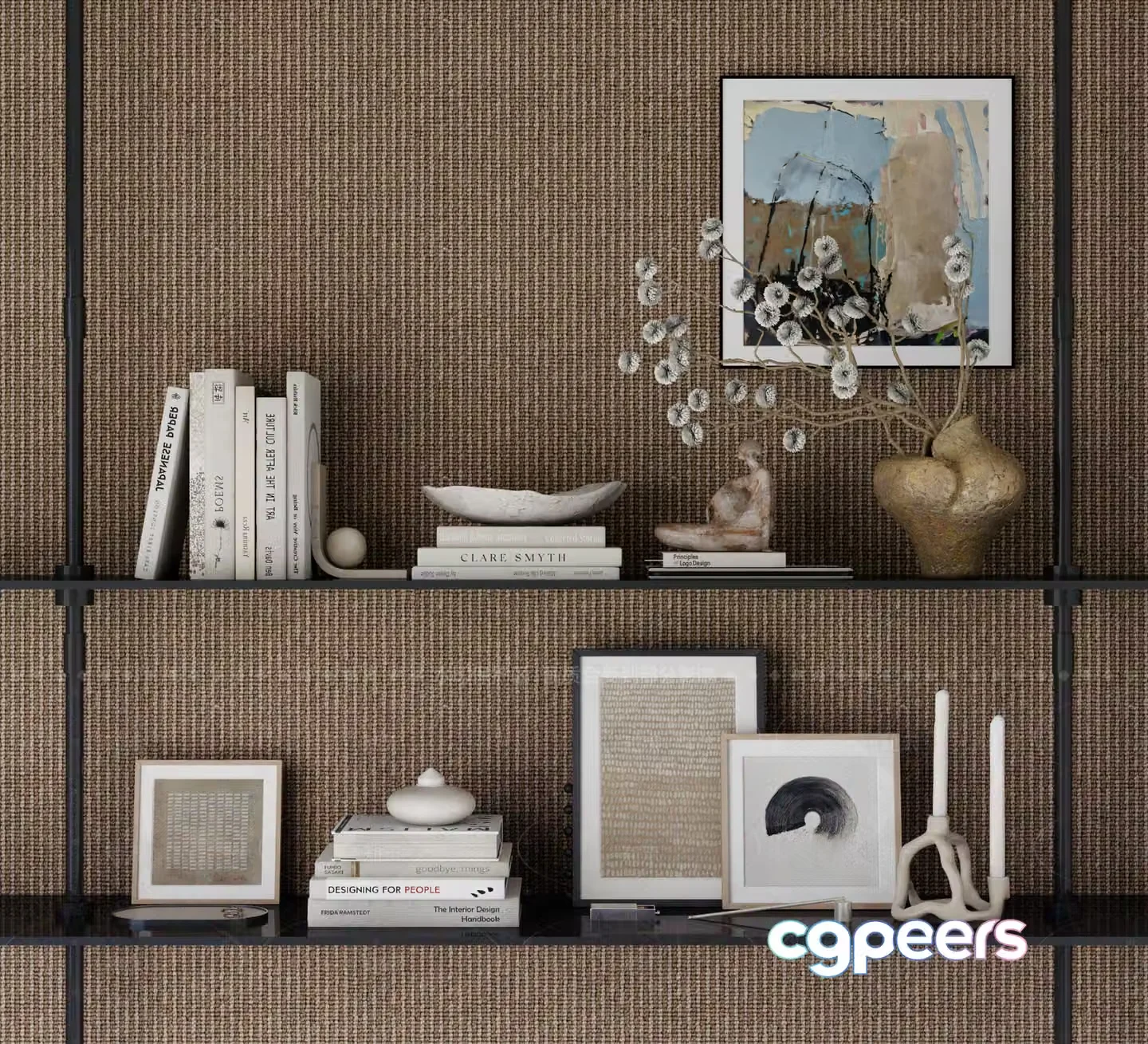 Modern Shelving Unit 3D Model – 9101 – VRAY Render