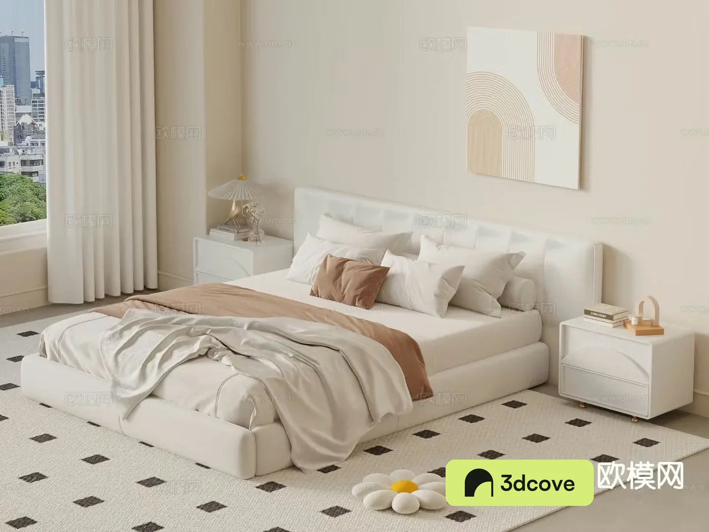 Cream style double bed