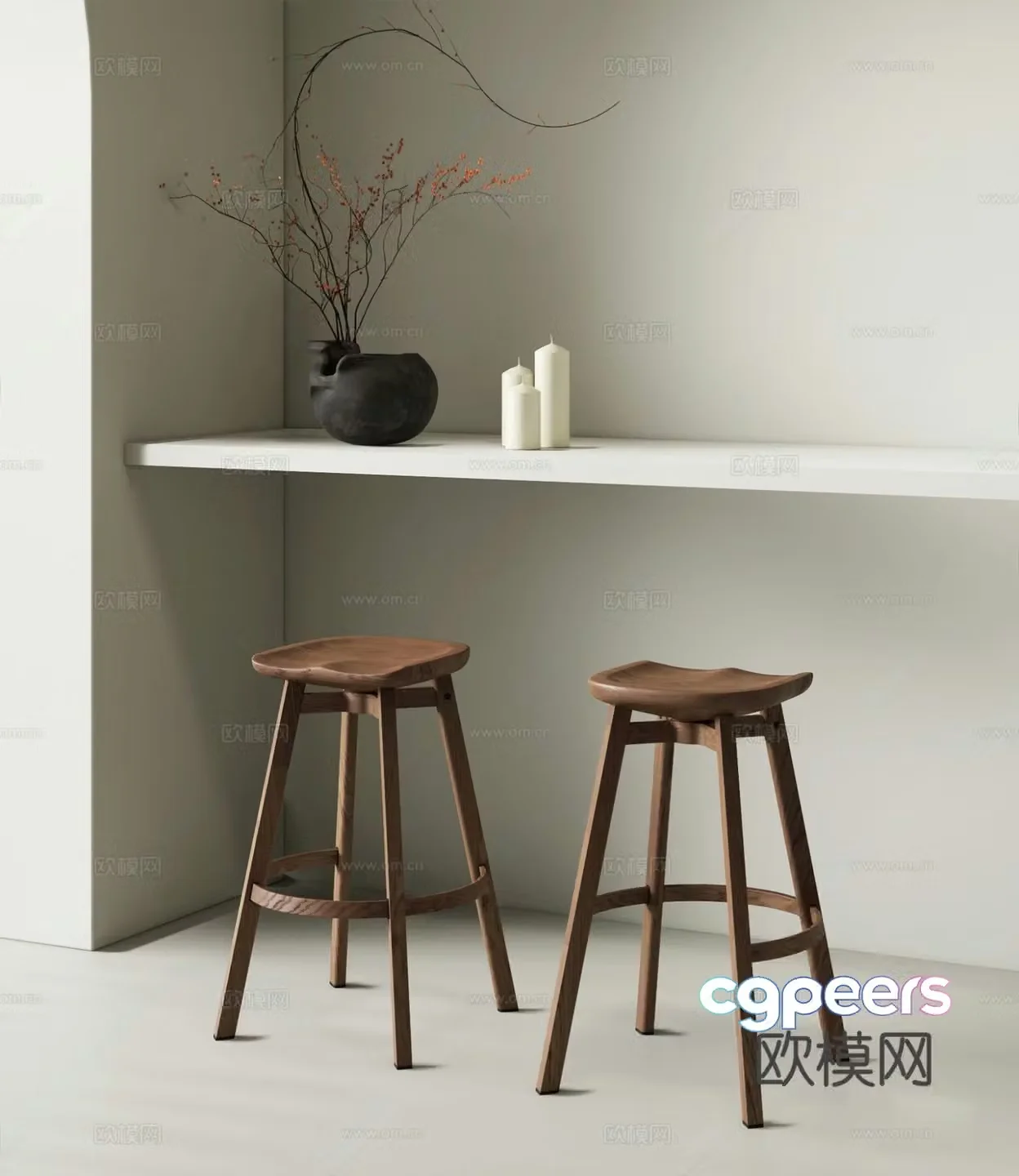 Wasabi Bar Chair Jewelry Ornaments 3D Model