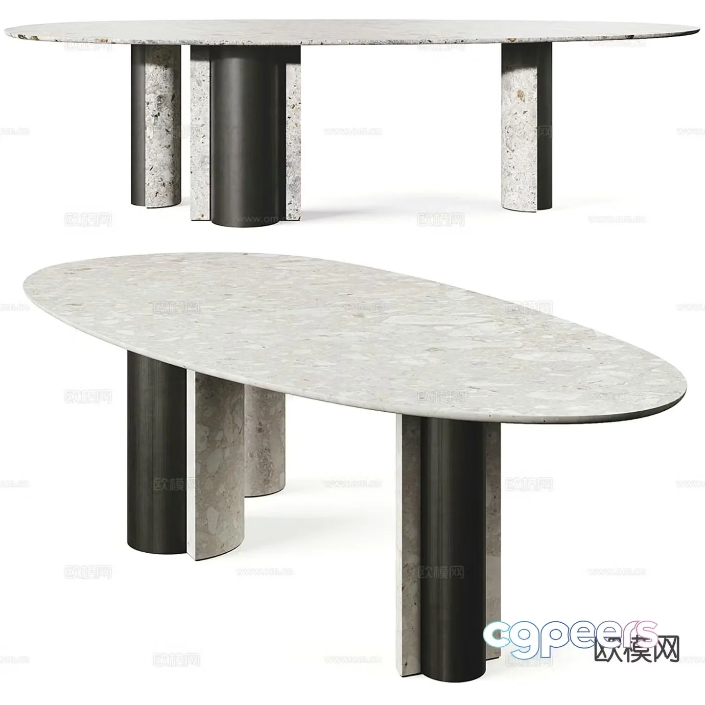 NUCLEO oval dining table slate dining table 3d model