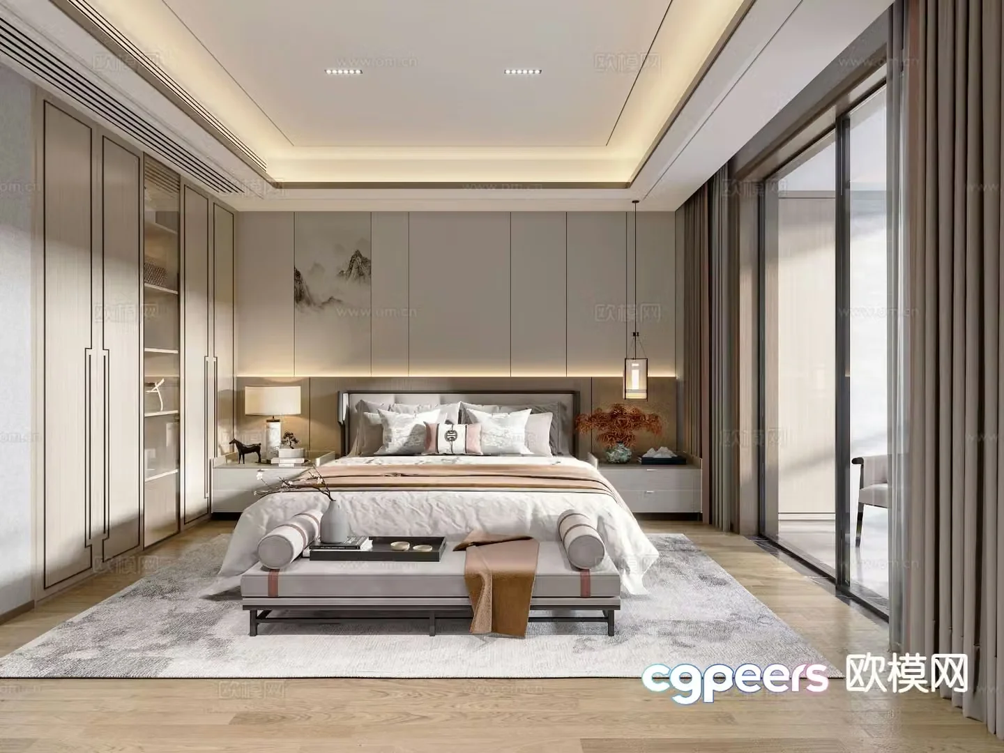 New Chinese style bedroom master bedroom 3d model
