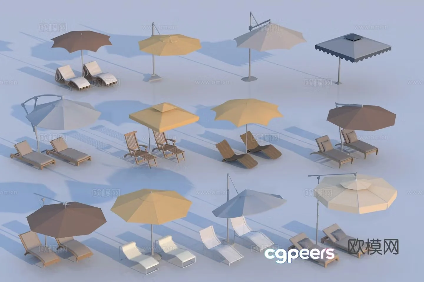 Modern outdoor parasols Outdoor parasols Sun parasols Folding umbrella 3D model
