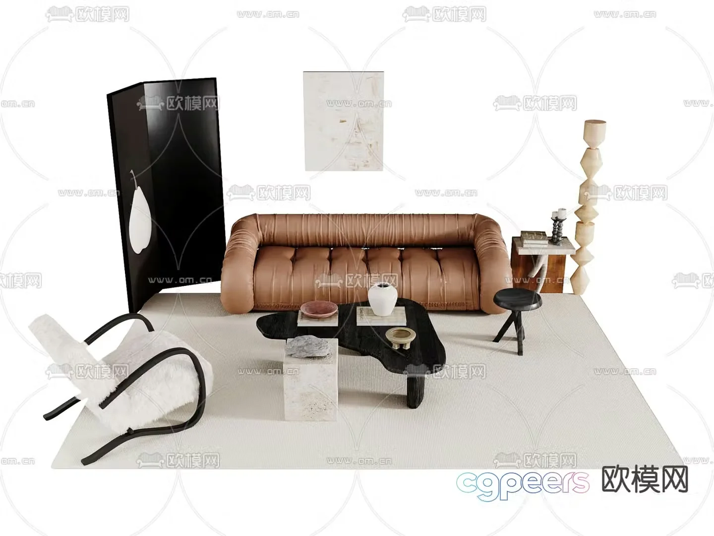 Medieval style modular sofa 3D model