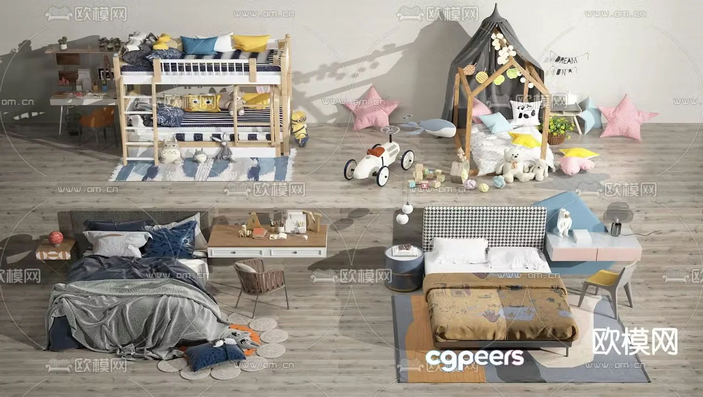 children’s bed boy’s bed kid’s bed 3d model