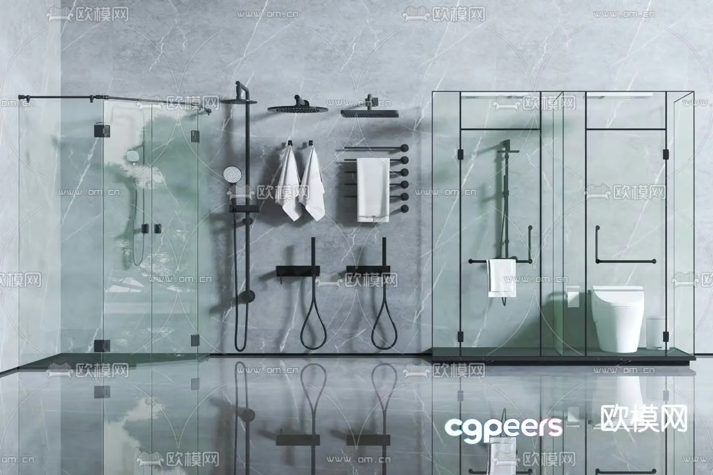 Shower room shower room shower towel rack 3d model