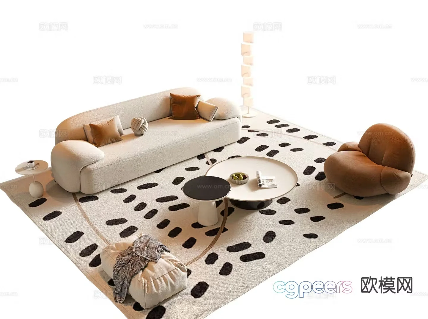 Cream style sofa modular sofa 3d model