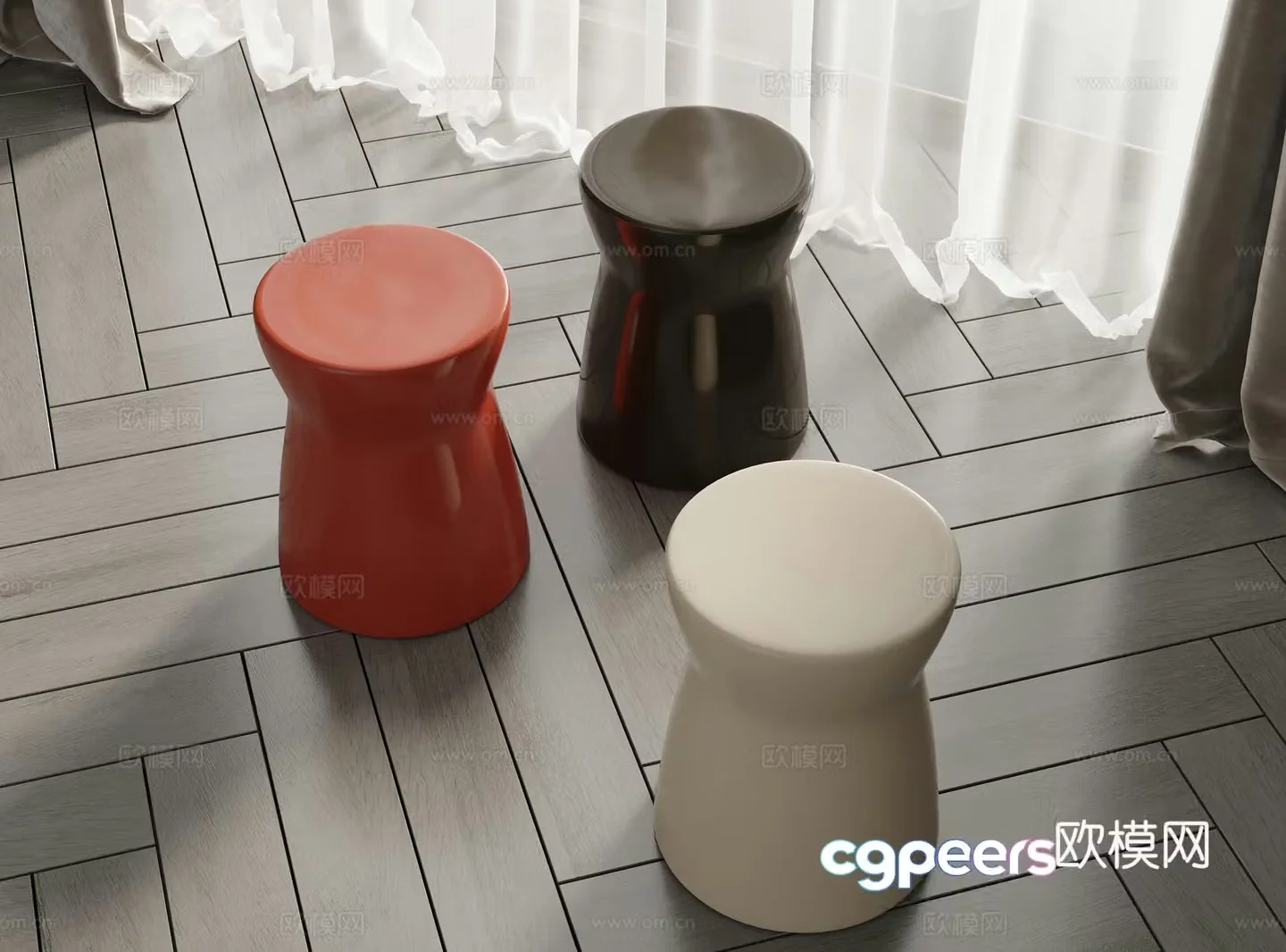 Modern minimalist side table_side table_angle table_round side table 3D model