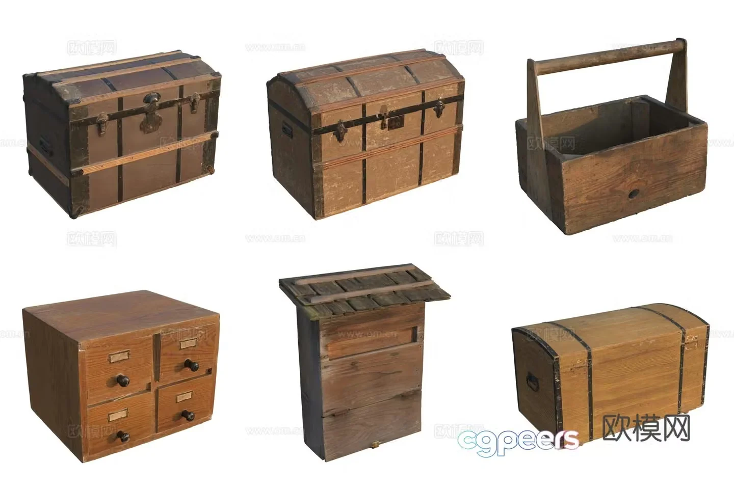 Storage wooden box wooden cabinet 3d model