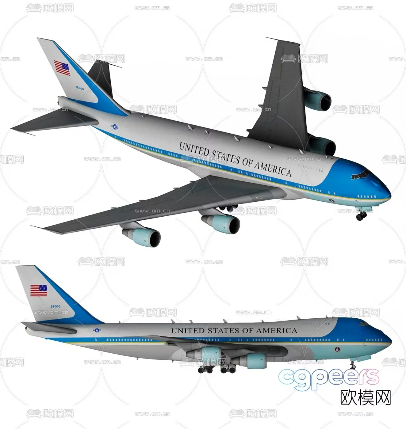 Modern Air One aircraft model toy 3d model