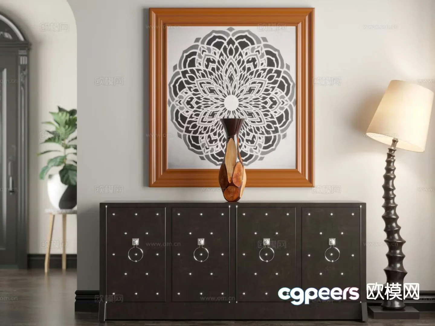 French side cabinet entrance cabinet 3d model