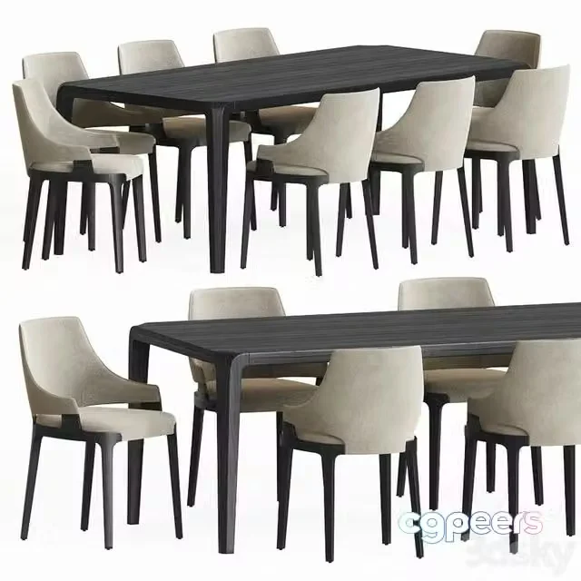3ds Max Free – Dining Set 84 (Velis Chair, Eiles Table by Potocco)