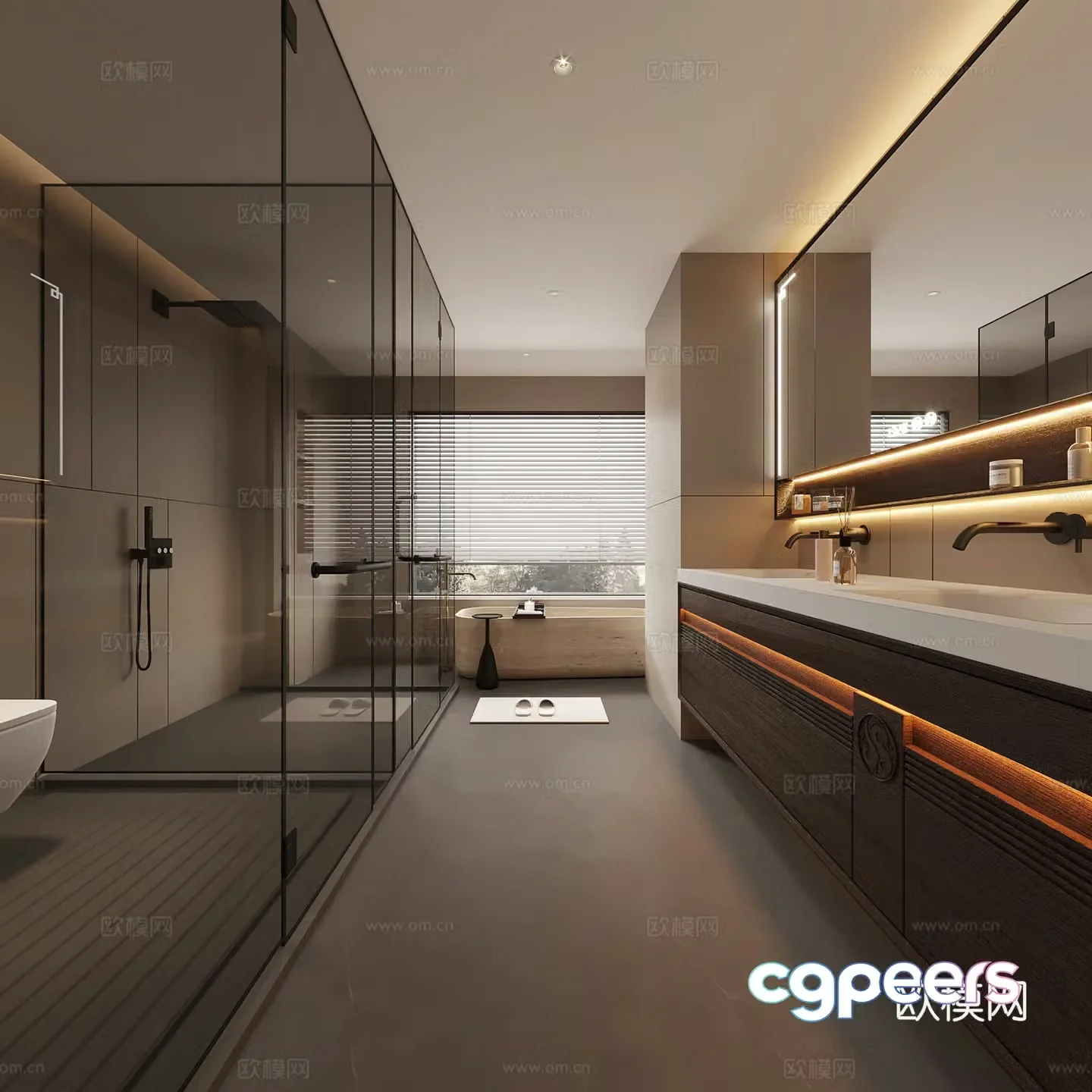 New Chinese style bathroom bathroom cabinet toilet shower 3d model