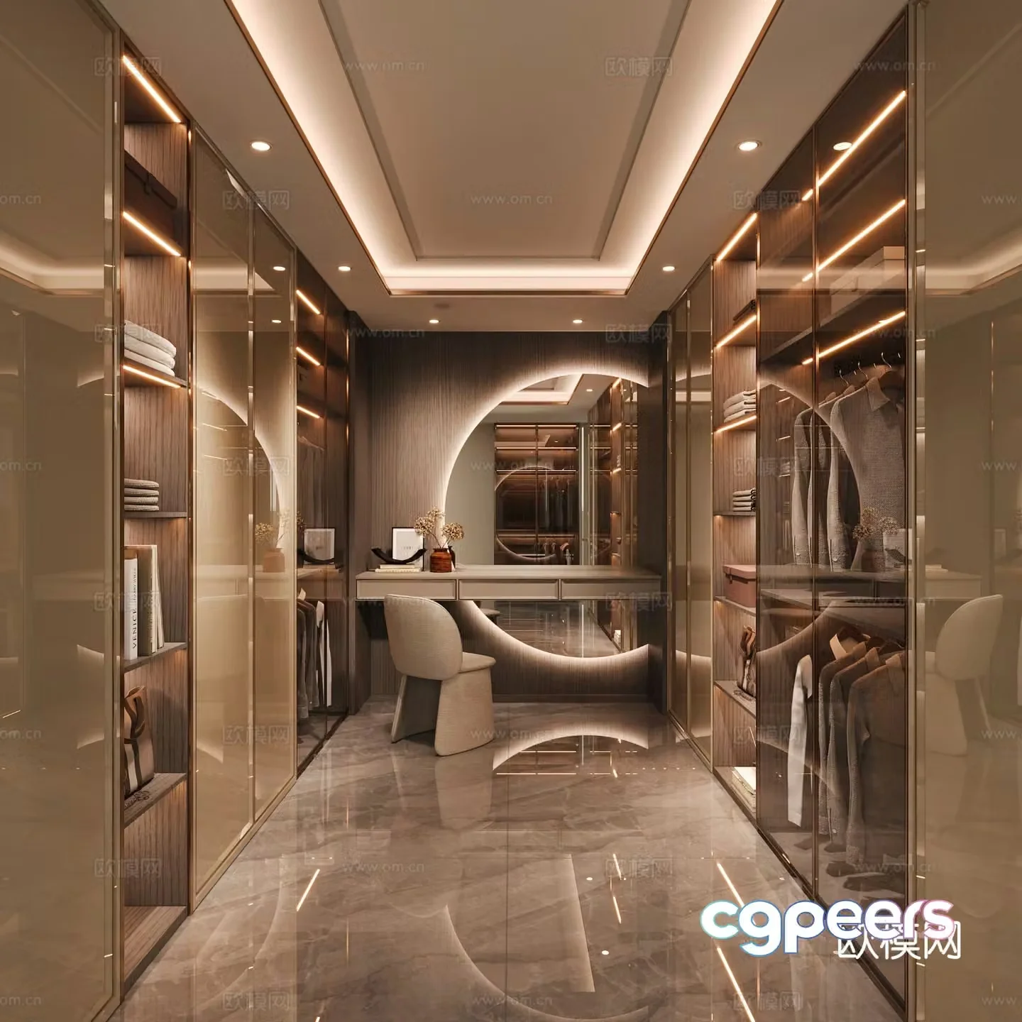 Modern walk-in closet 3d model