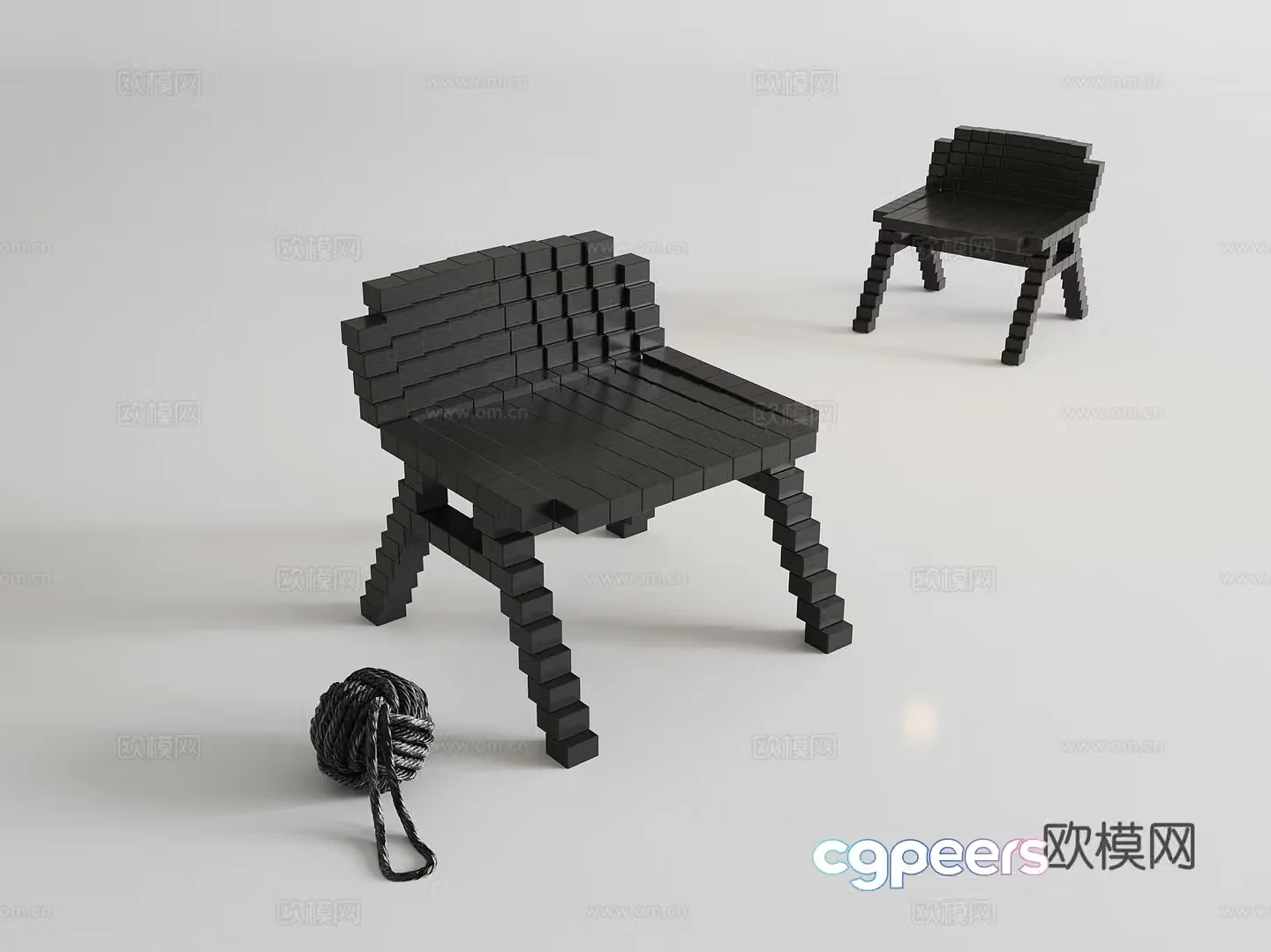 Modern casual chair single chair small stool 3d model