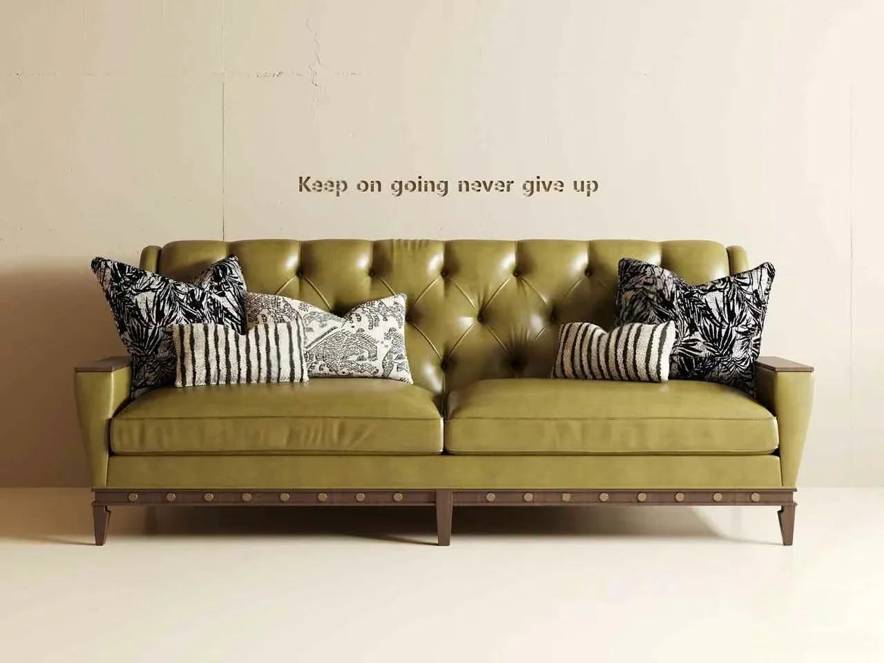 A Green Leather Couch 3D Model – 310 – VRAY Render