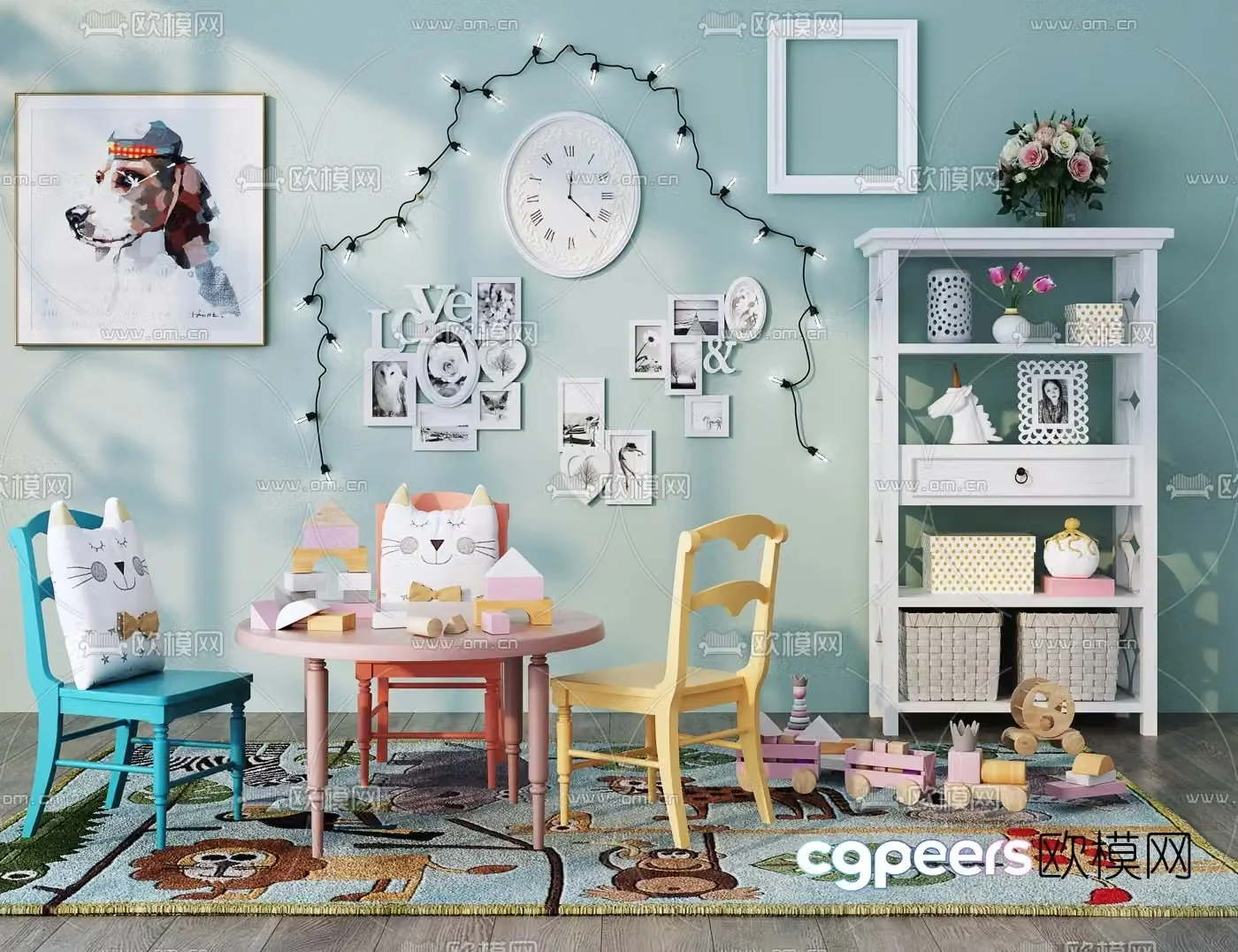 Modern children’s table and chair 3d model