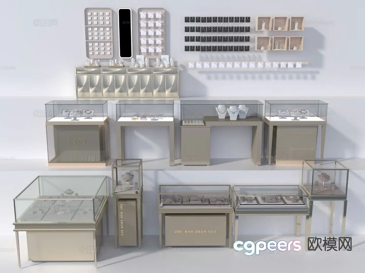 Light luxury jewelry cabinet jewelry cabinet island cabinet 3d model