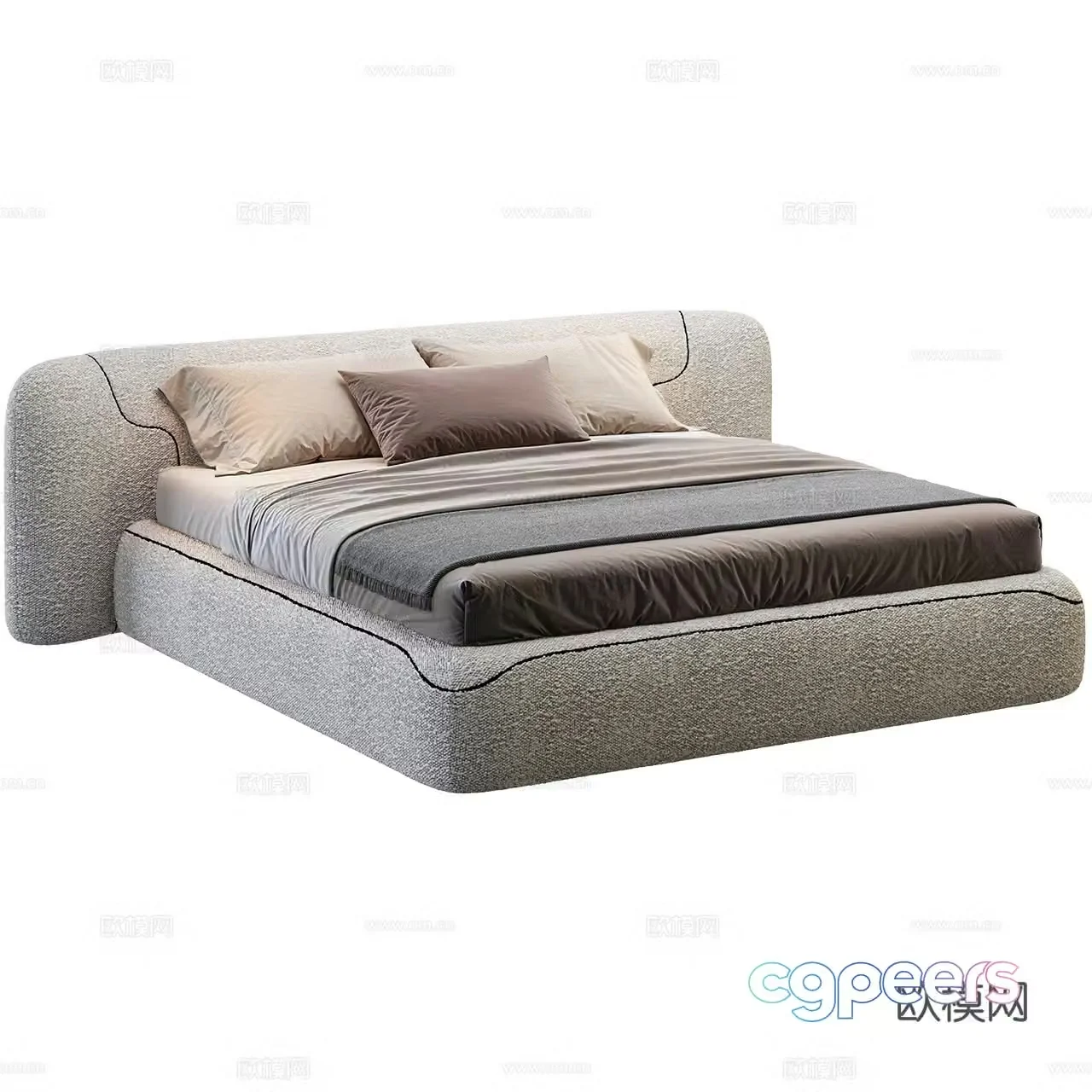 Molteni&C Italian bed Double bed Fabric double bed Minimalist double bed 3d model