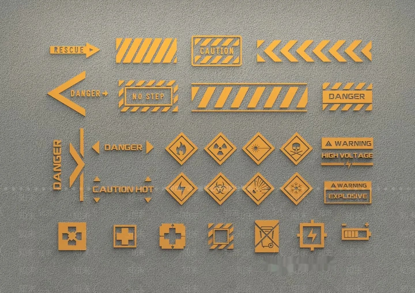 Warning Signs 3D Model – 13688 – VRAY Render