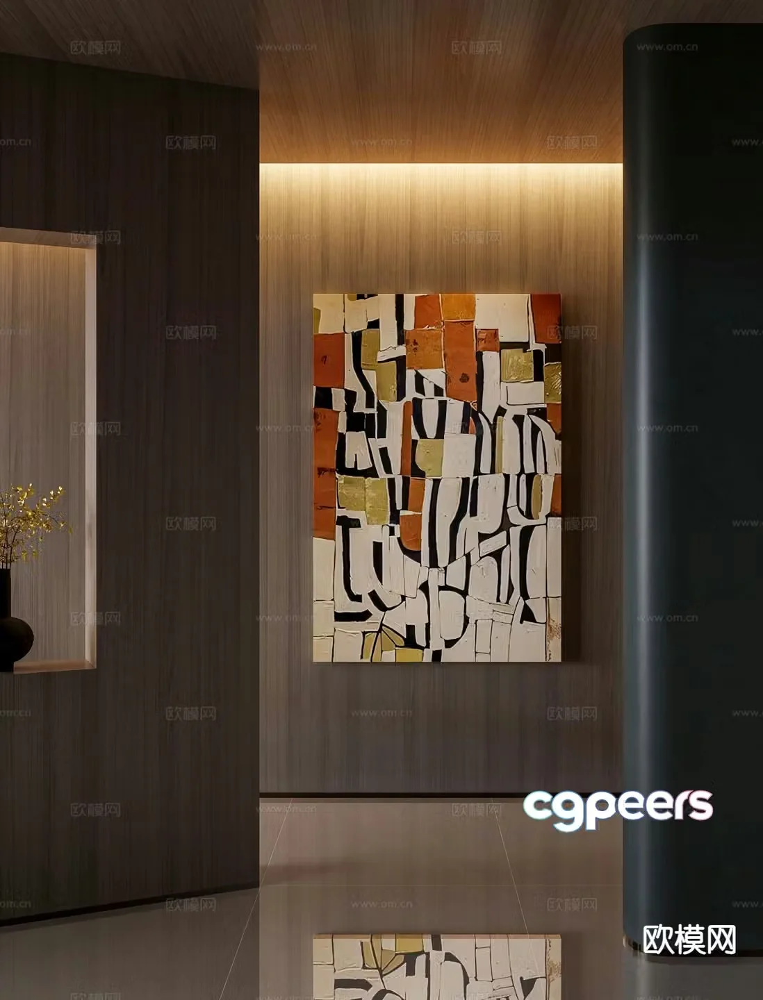 Modern hanging painting abstract painting 3d model