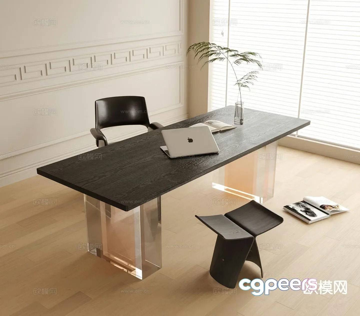 Modern desk and chair 3d model