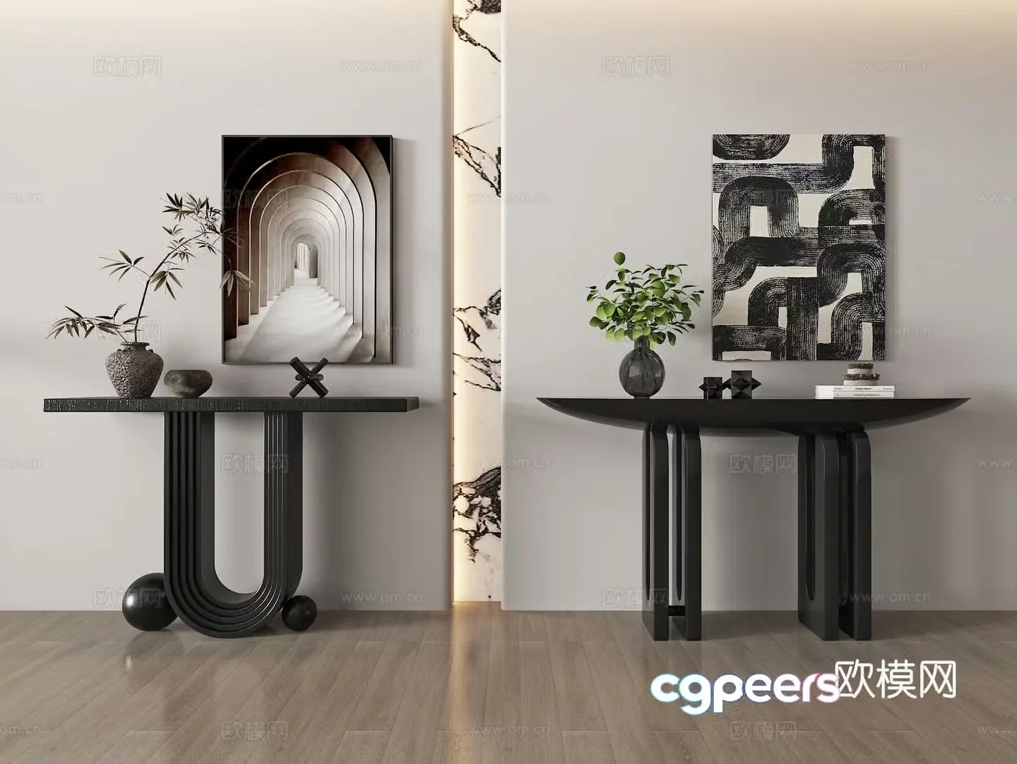 Modern entrance door case 3D model of end viewing platform