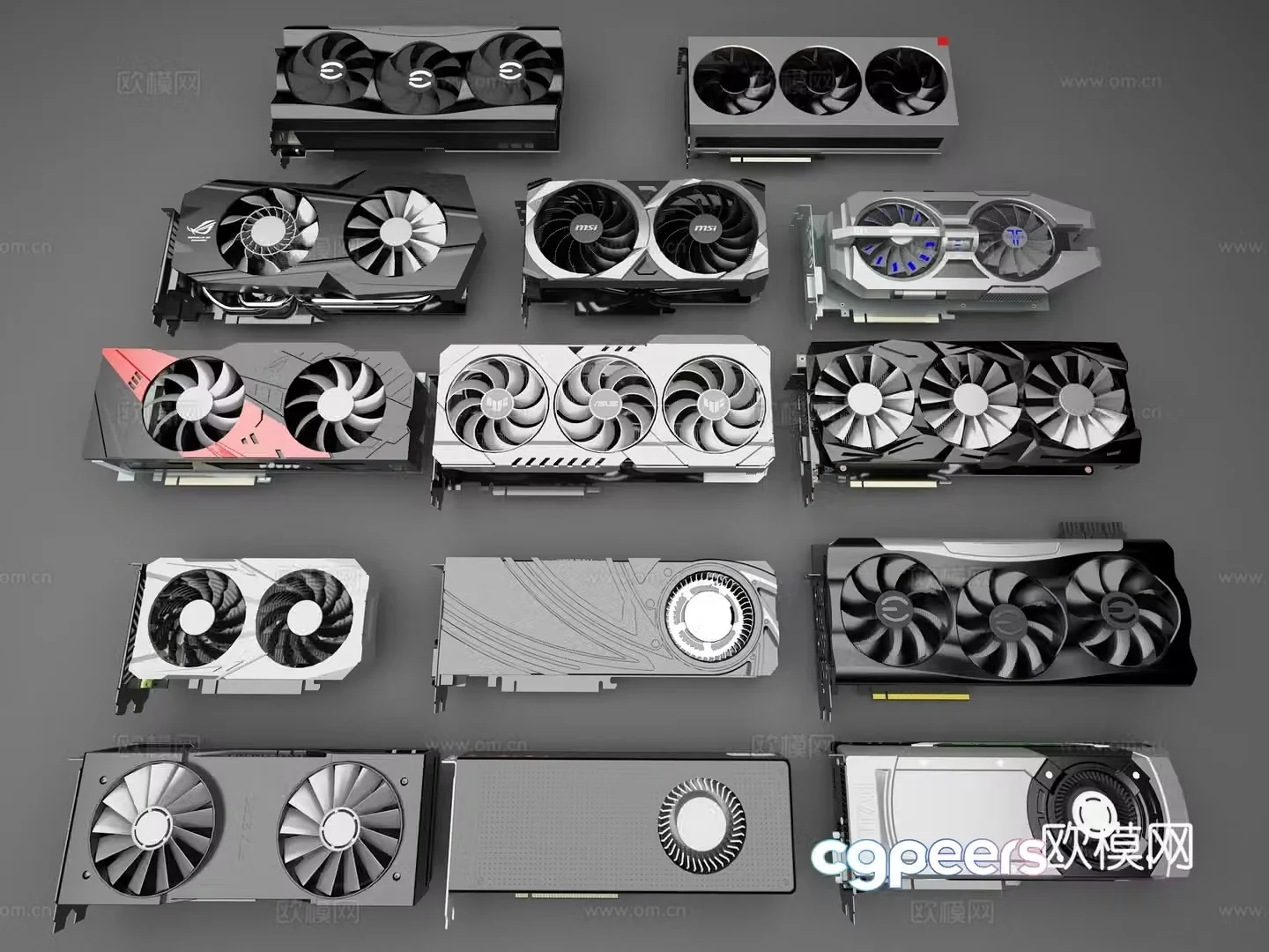Computer graphics card GPU 3090 ASUS graphics card Turbo graphics card 3d model