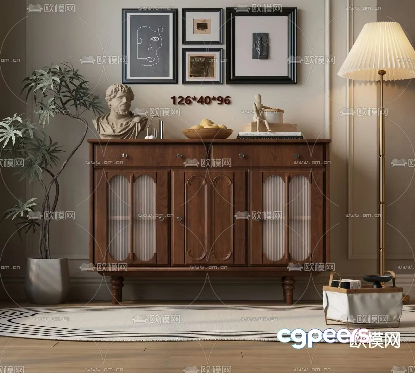 French entrance cabinet side cabinet 3D model
