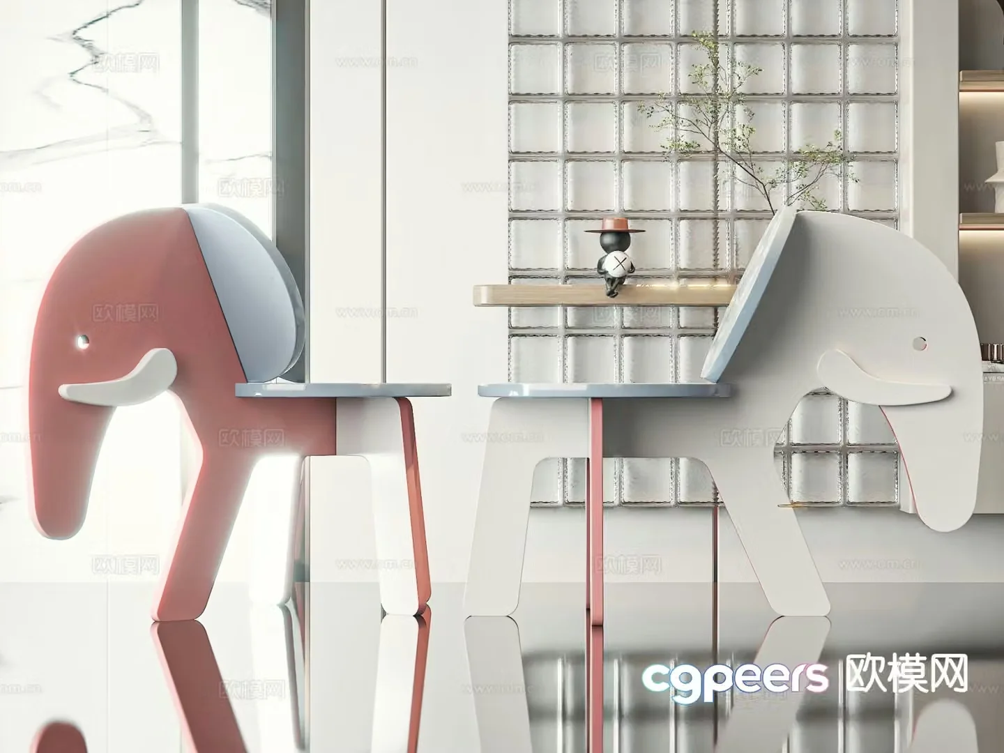 Children’s chair elephant chair cartoon chair 3d model
