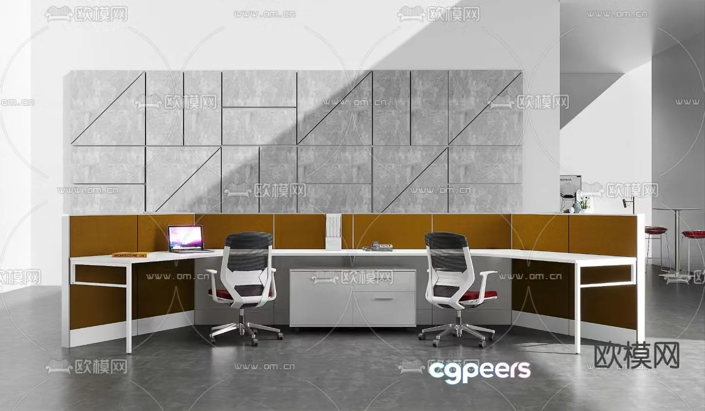 Office desks and chairs booth tables and chairs work station 3D model